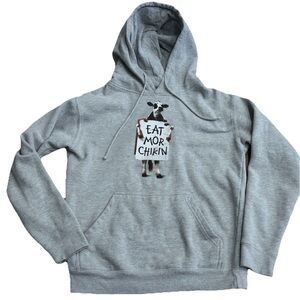 Chick-fil-a Hoodie Unisex M Gray Eat Mor Chikin‎ Cow Sweatshirt Pullover Uniform